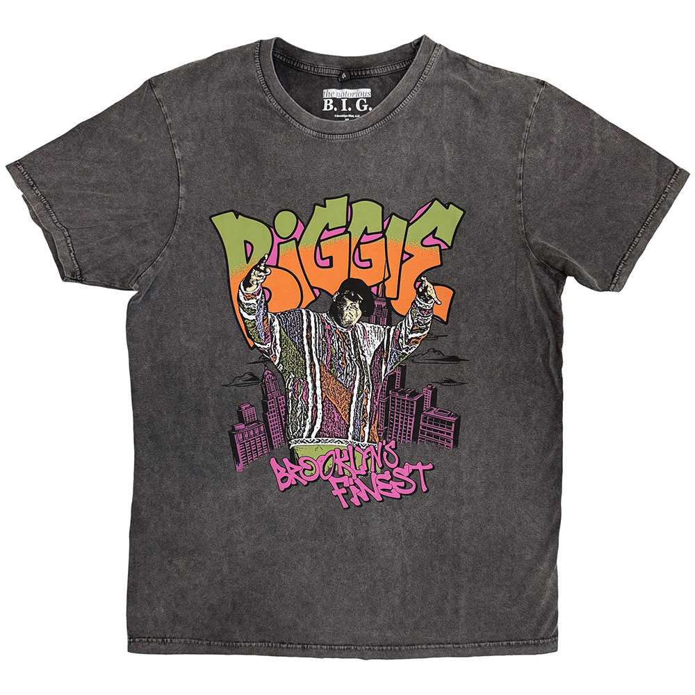 Biggie Smalls - Cartoon Graffiti Heren Tshirt - Grijs
